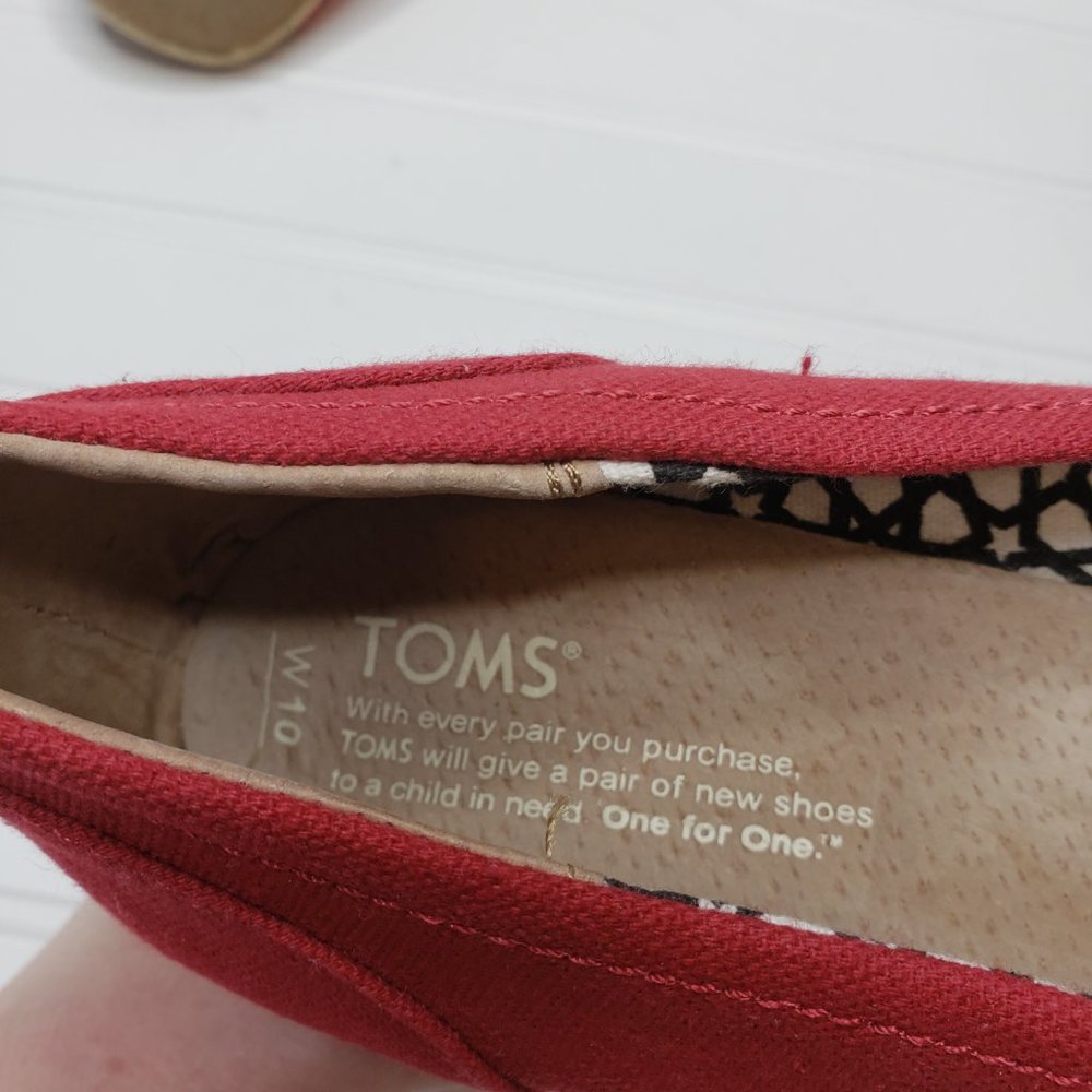 TOMS Women's Classic Espadrille Wedge Sandal Red Scattered Woven Open Toe Sz 10 - Picture 8 of 8